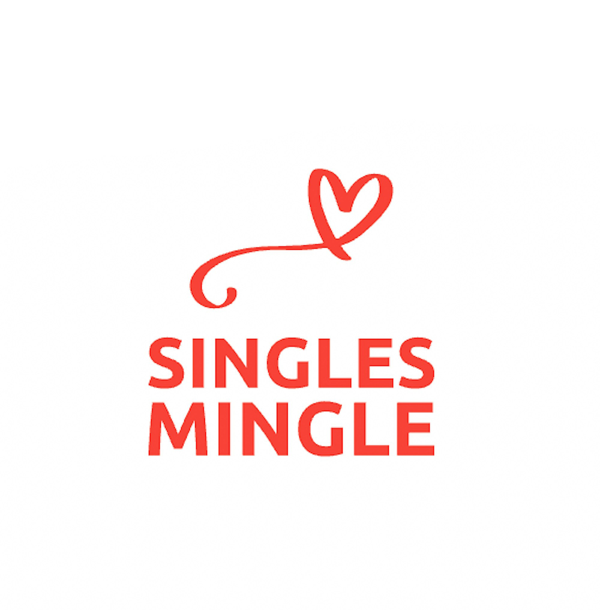 singles mingle logo - color red with a heart