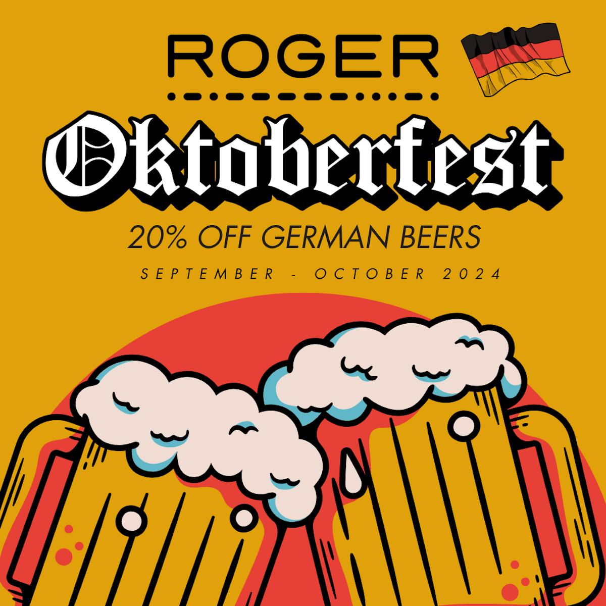 German Oktoberfest flyer with beer and pretzel and balloons.. Discount offer.