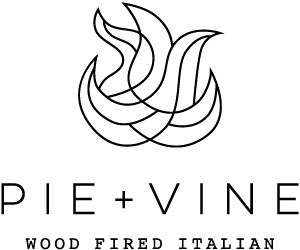 Pie + Vine restaurant logo. 
