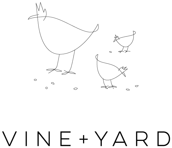 Vine + Yard restaurant bird logo. 