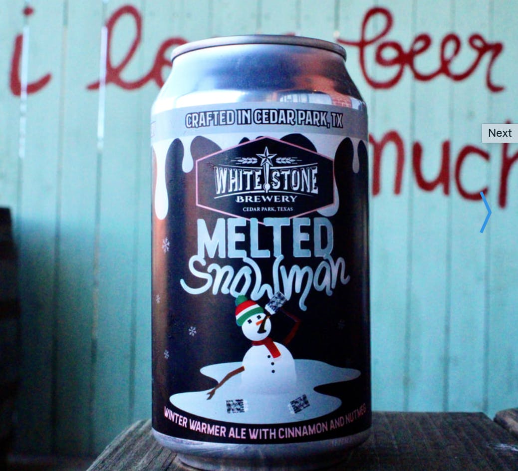 A can of Whitestone Brewery's Melted Snowman Winter Warmer Ale