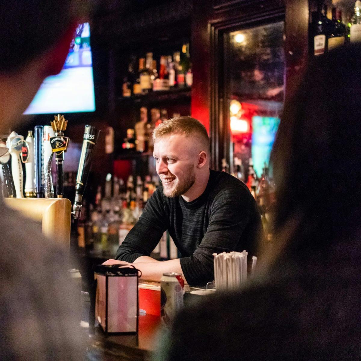 a person sitting in a restaurant