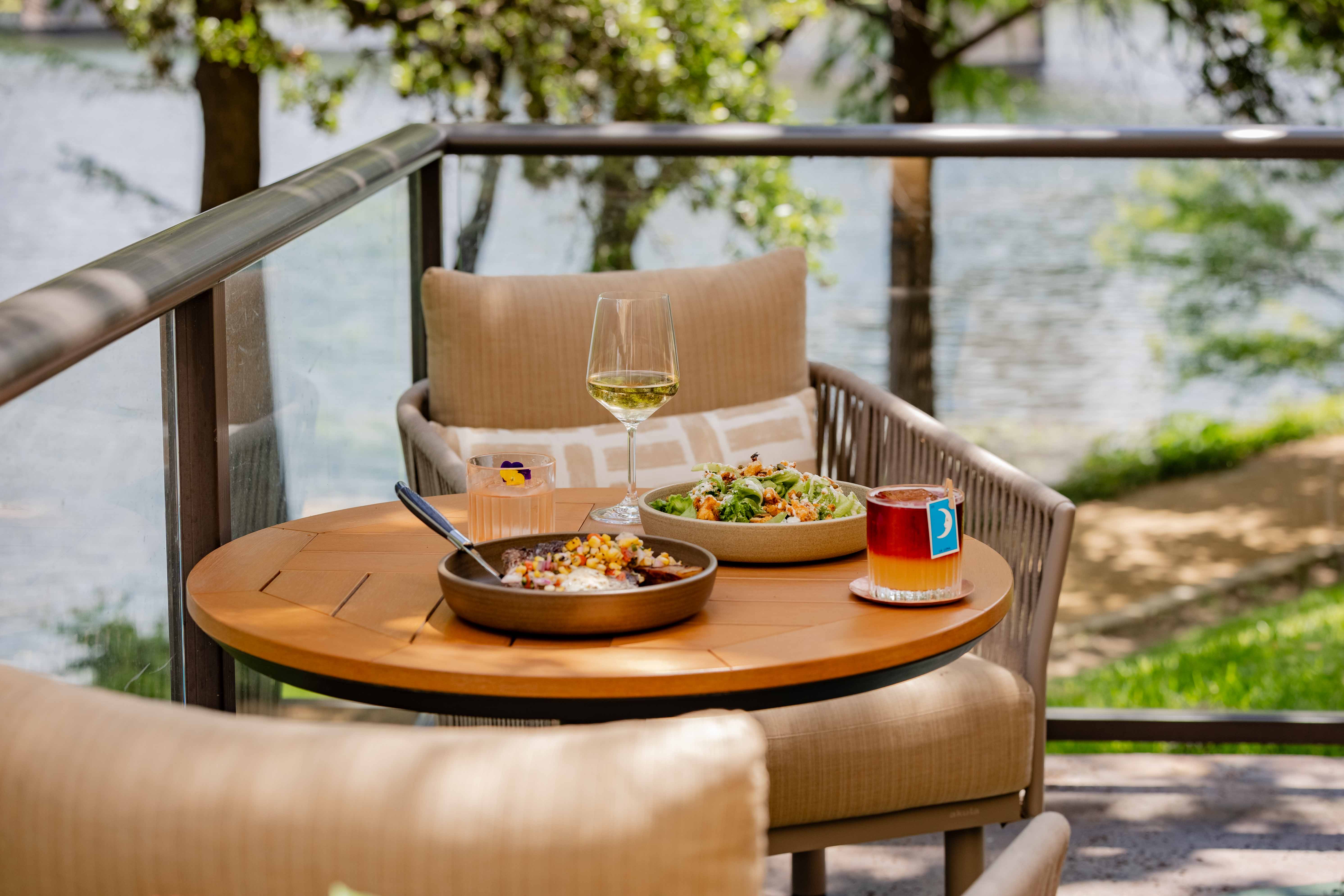a table with food and drinks on it