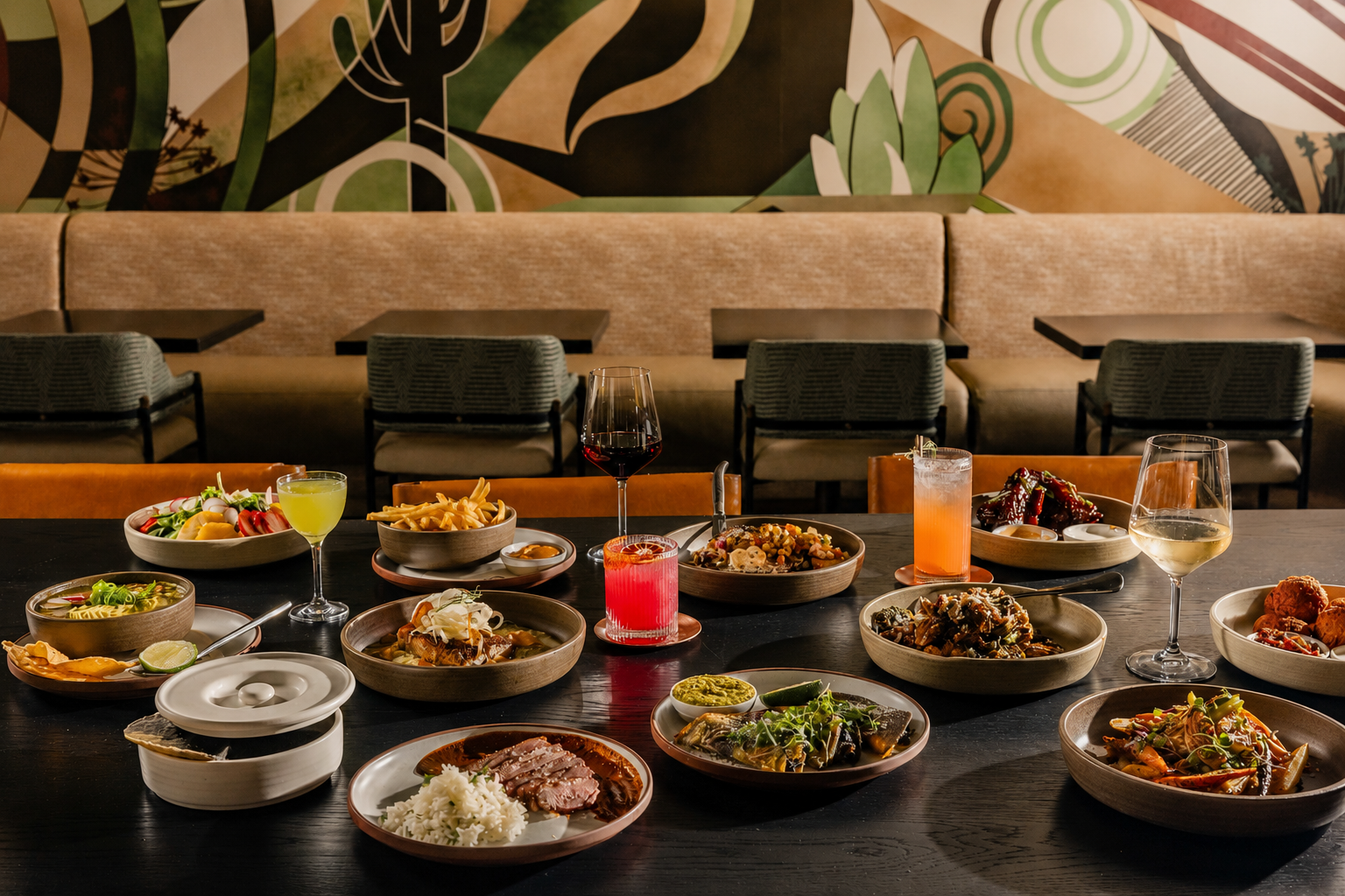 a table full of food