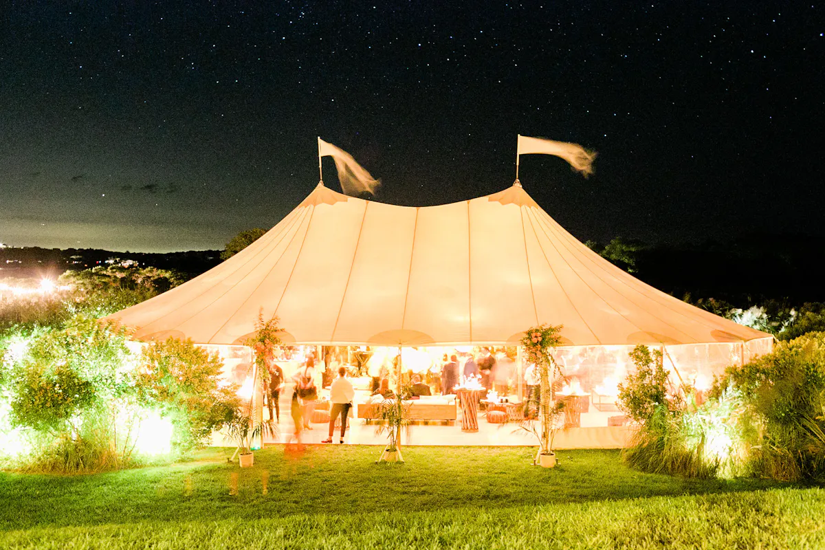 a tent in a field