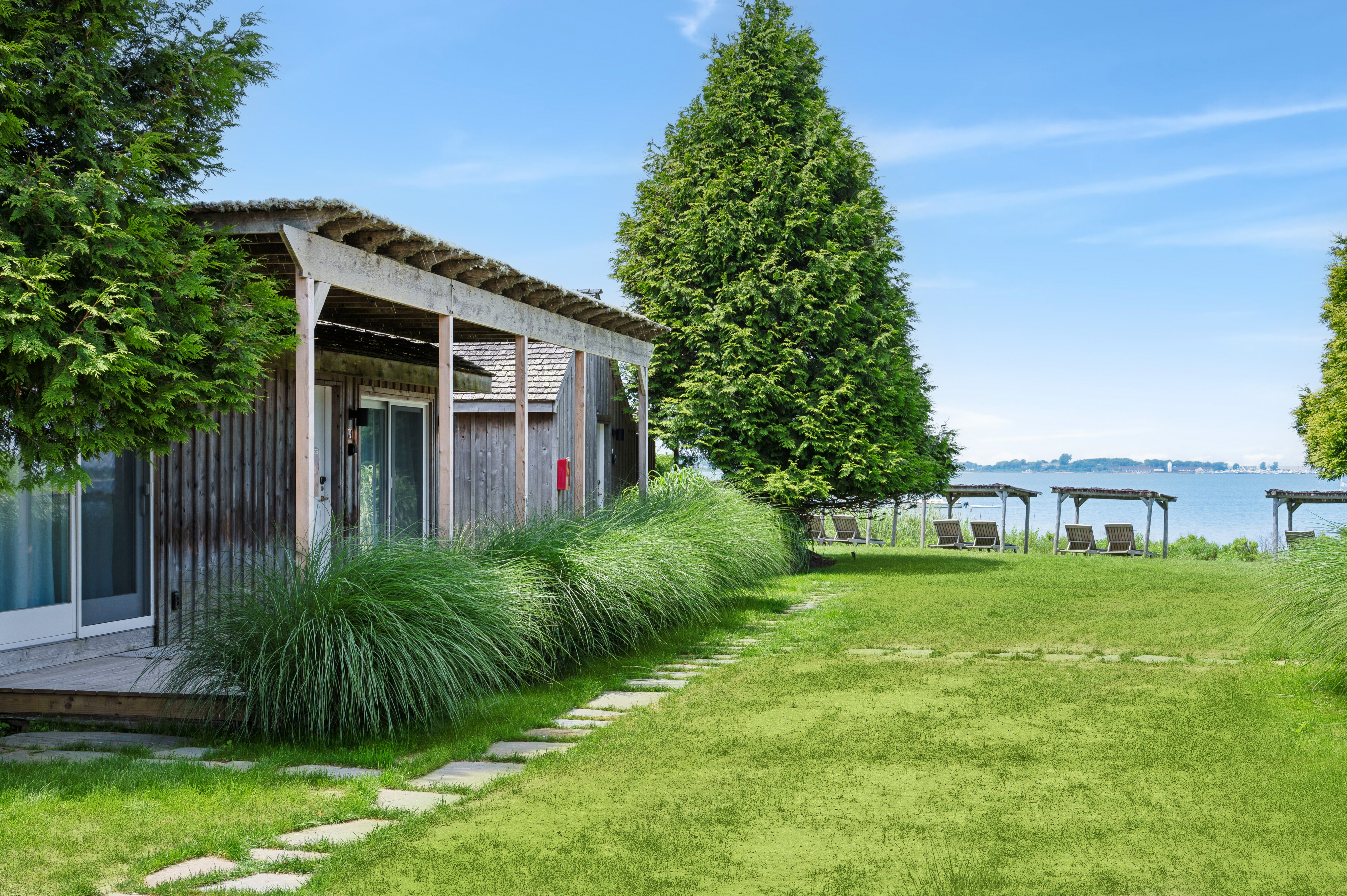 a house with a lawn and grass