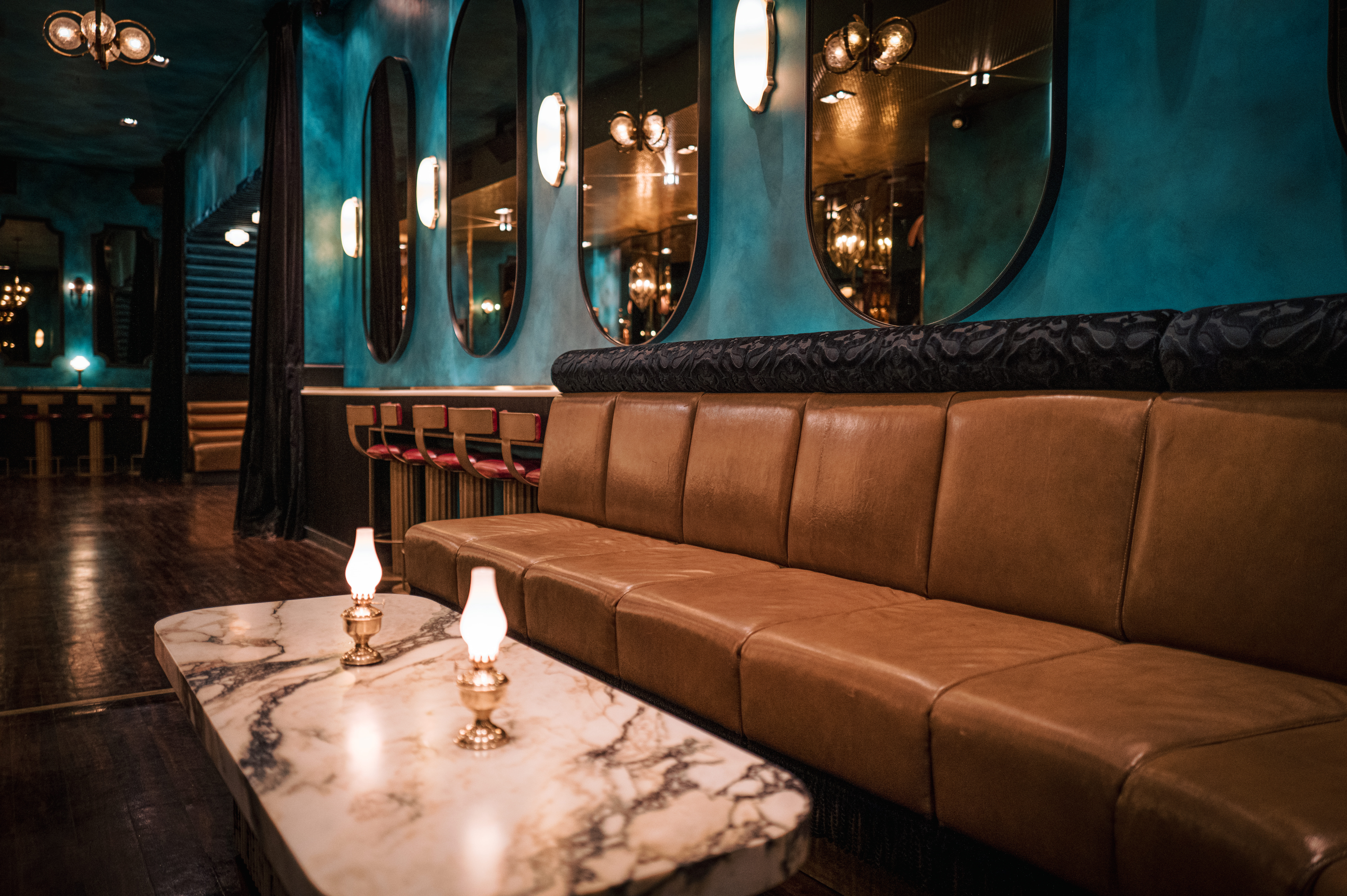 a room with a couch and a table