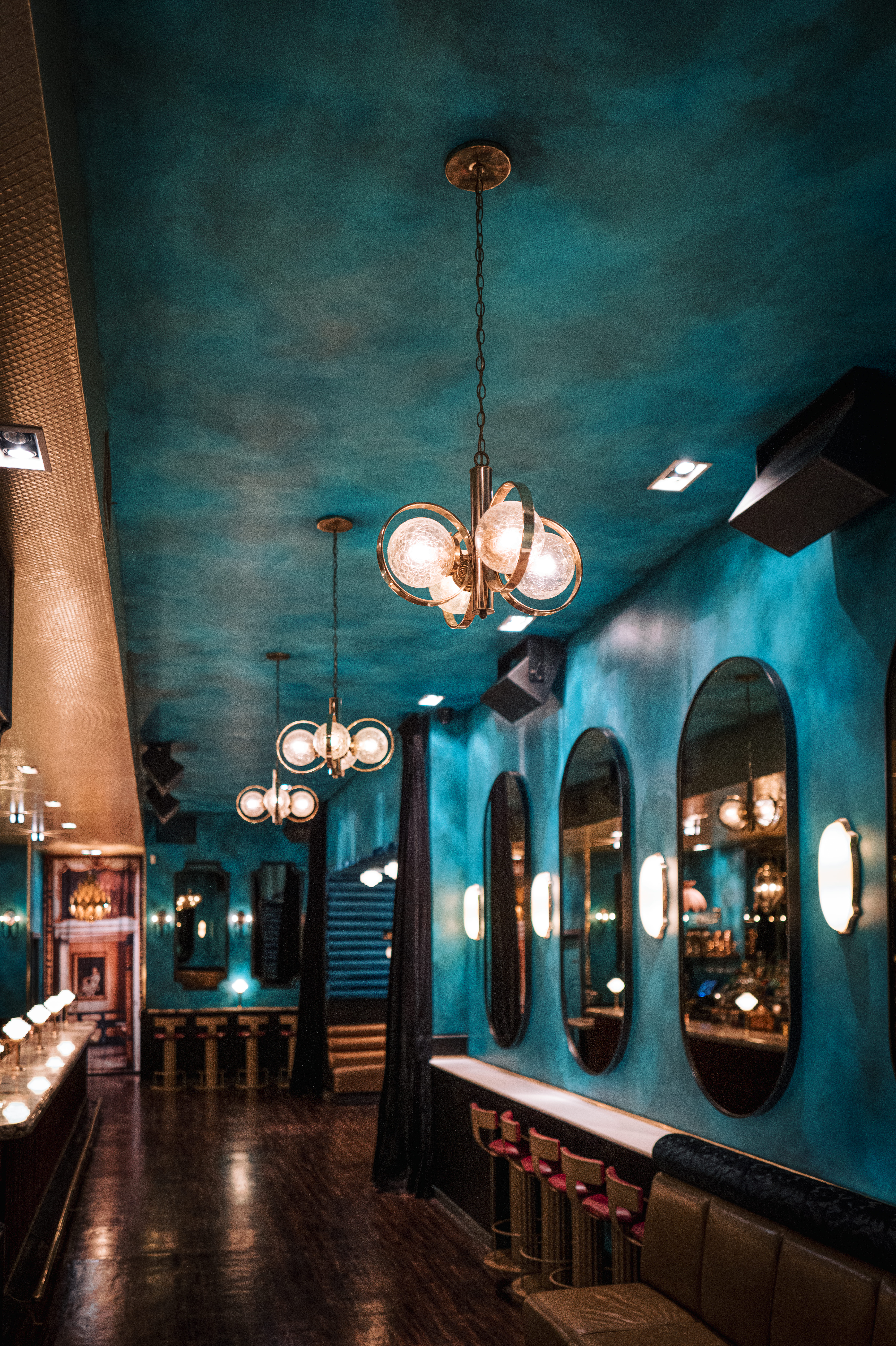 a room that has a clock on a table