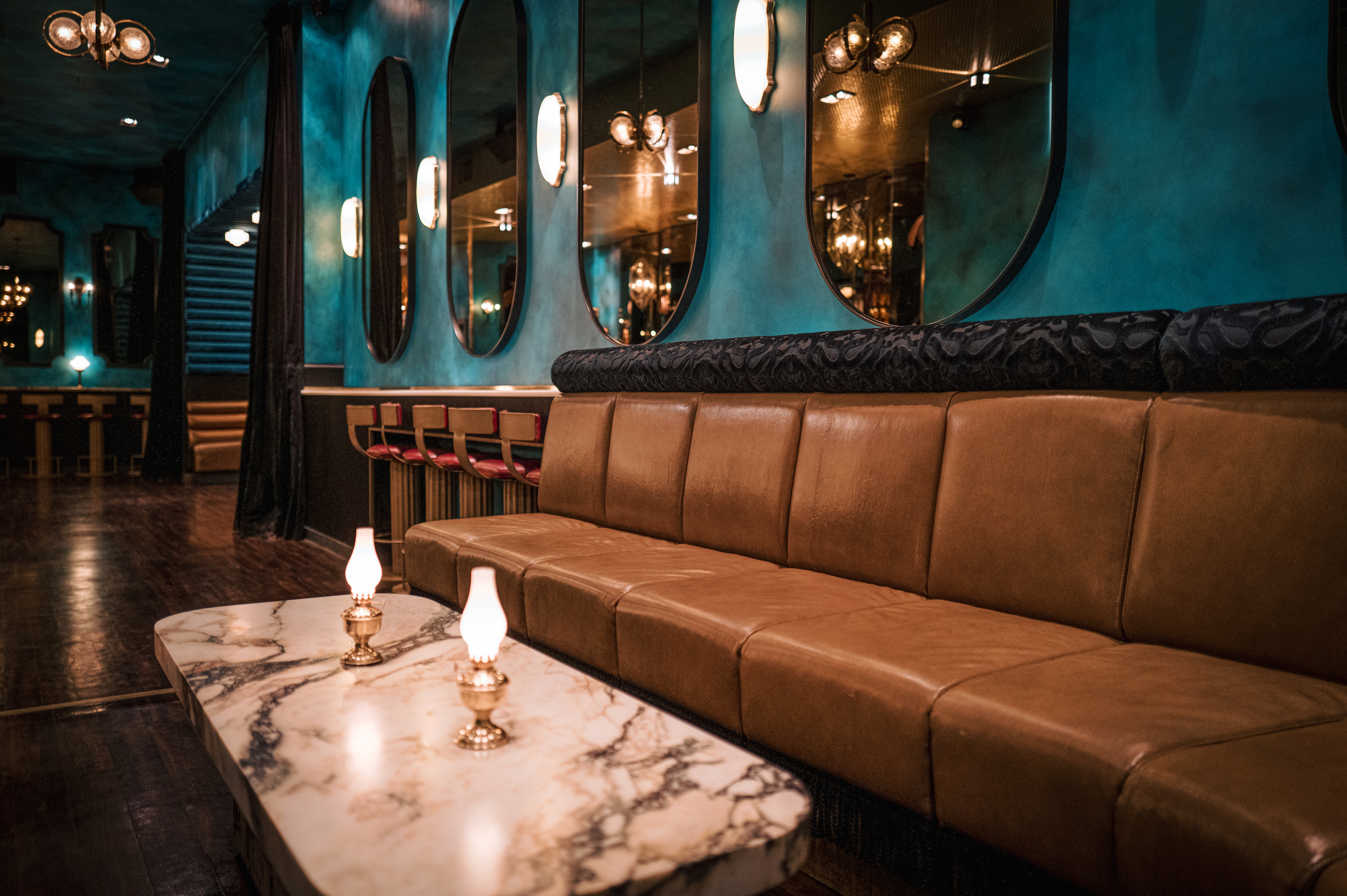 a room with a couch and a table