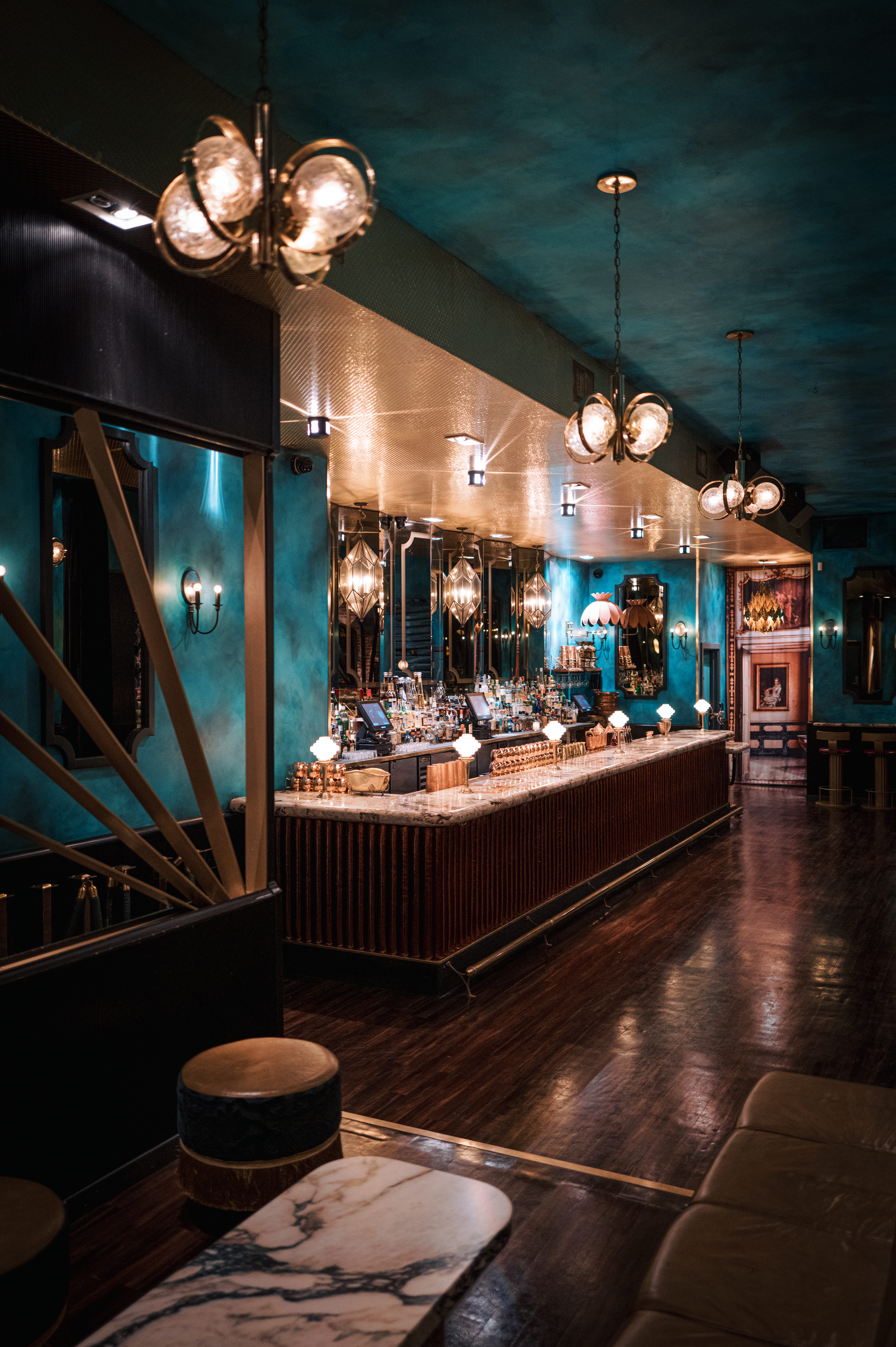 a room that has a clock on a table