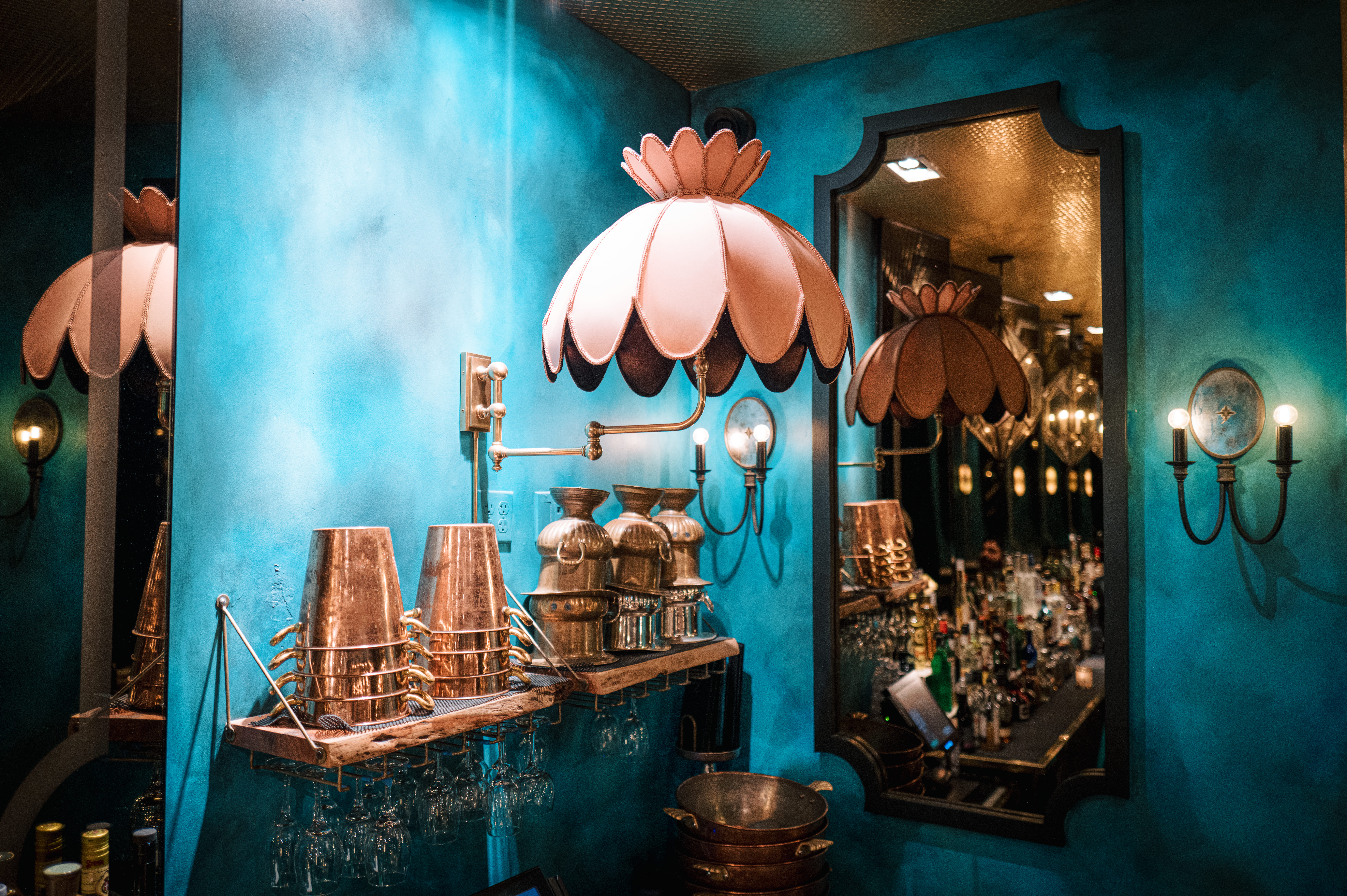 a painting of a blue room