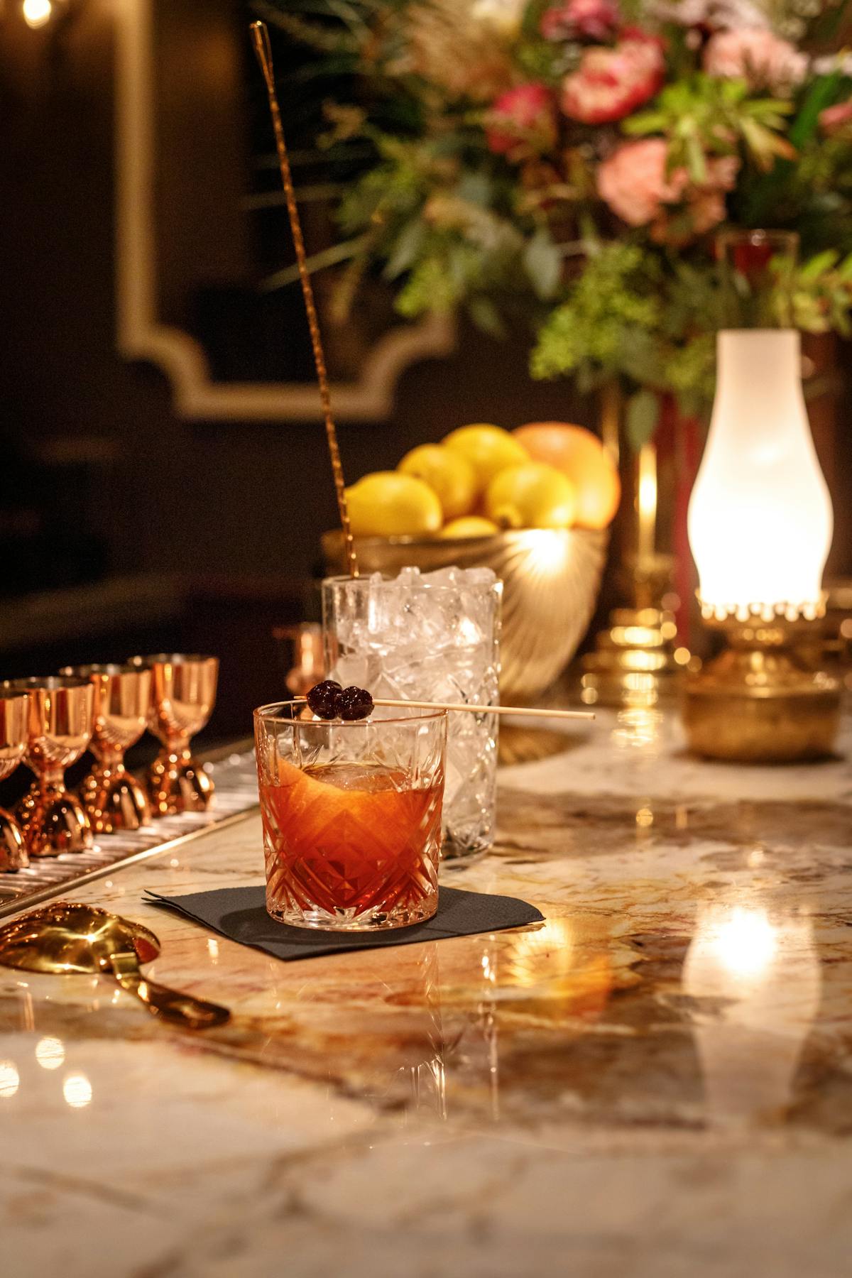a table with wine glasses