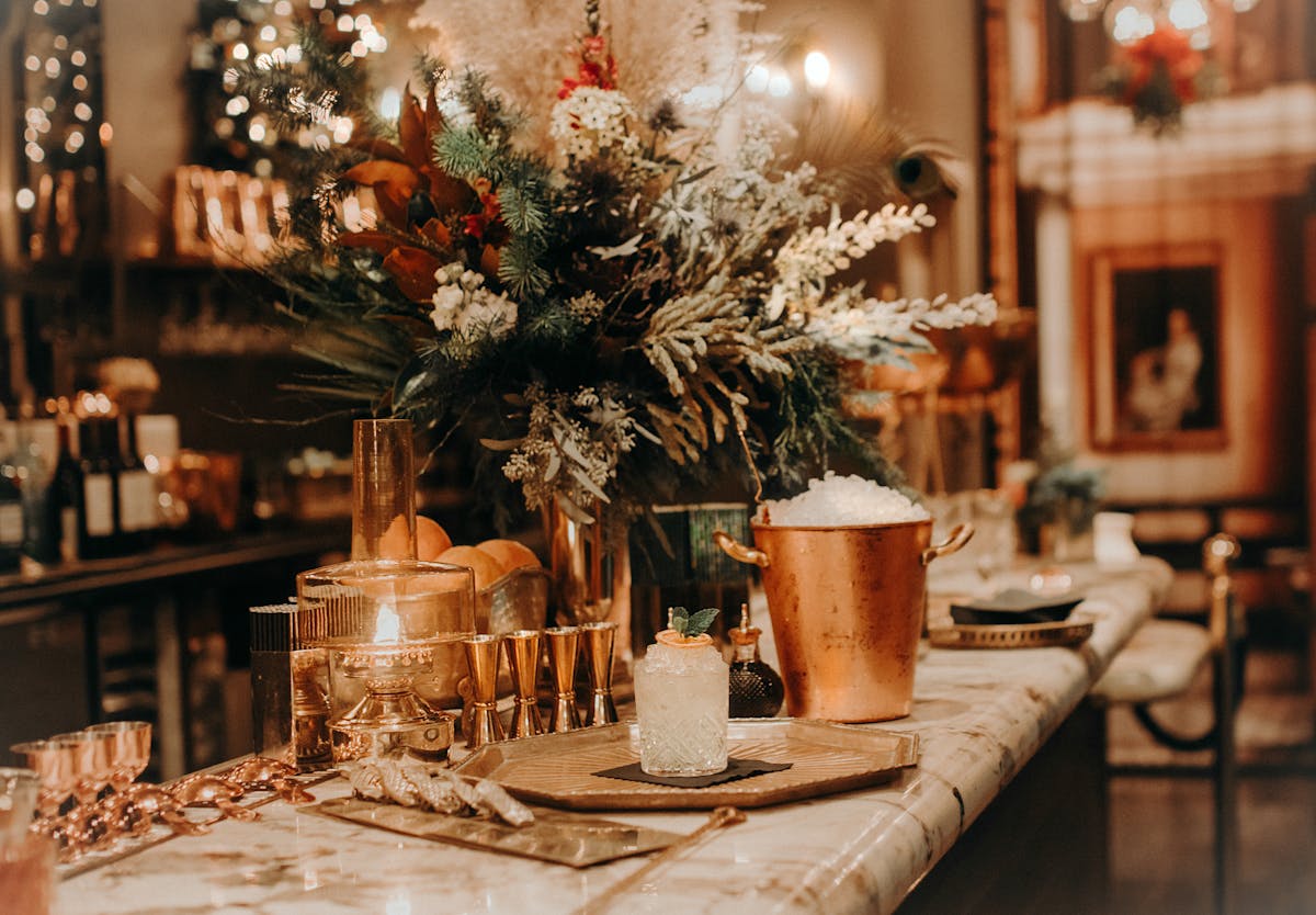 a vase of flowers on a table