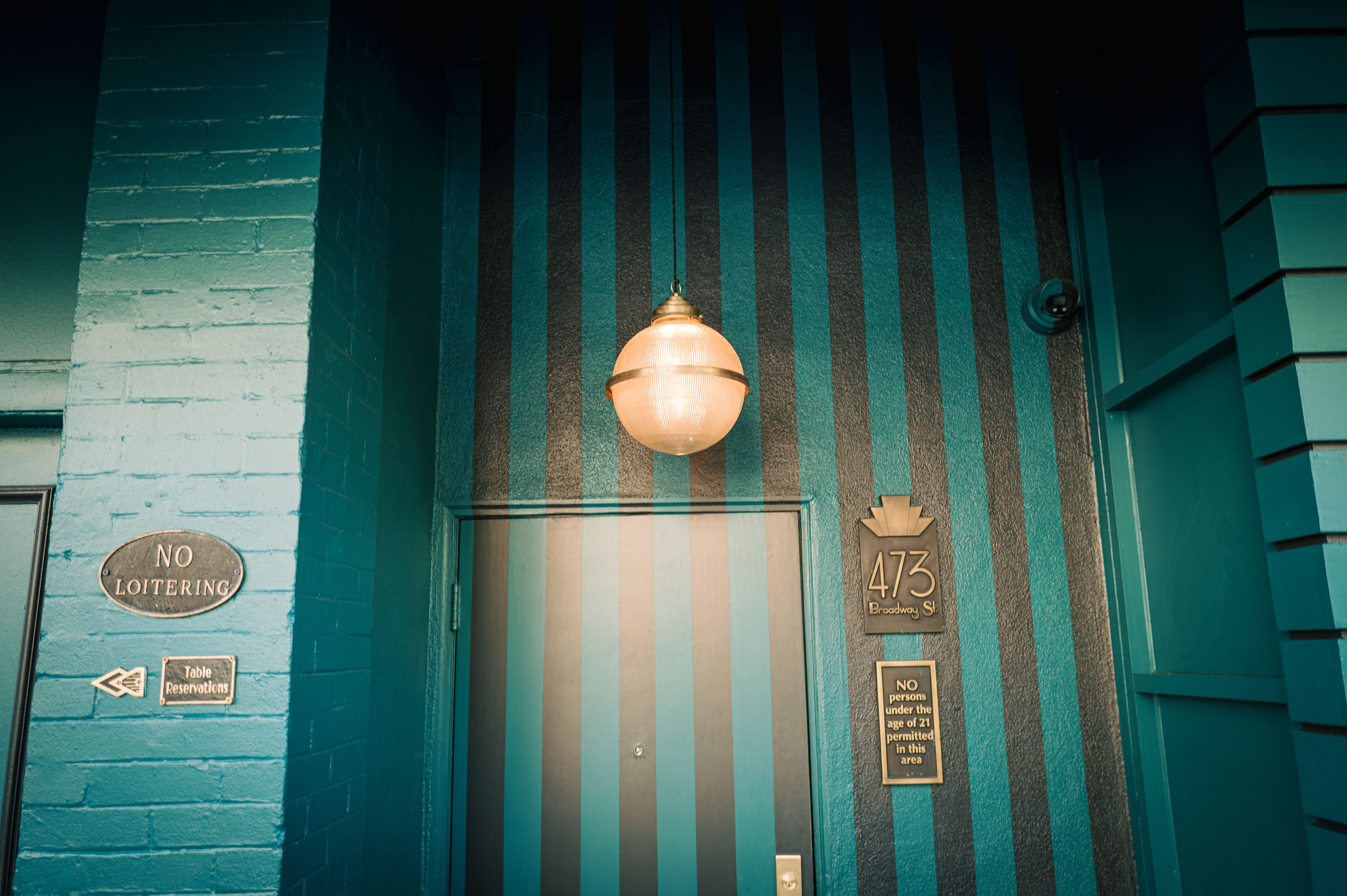a close up of a green door