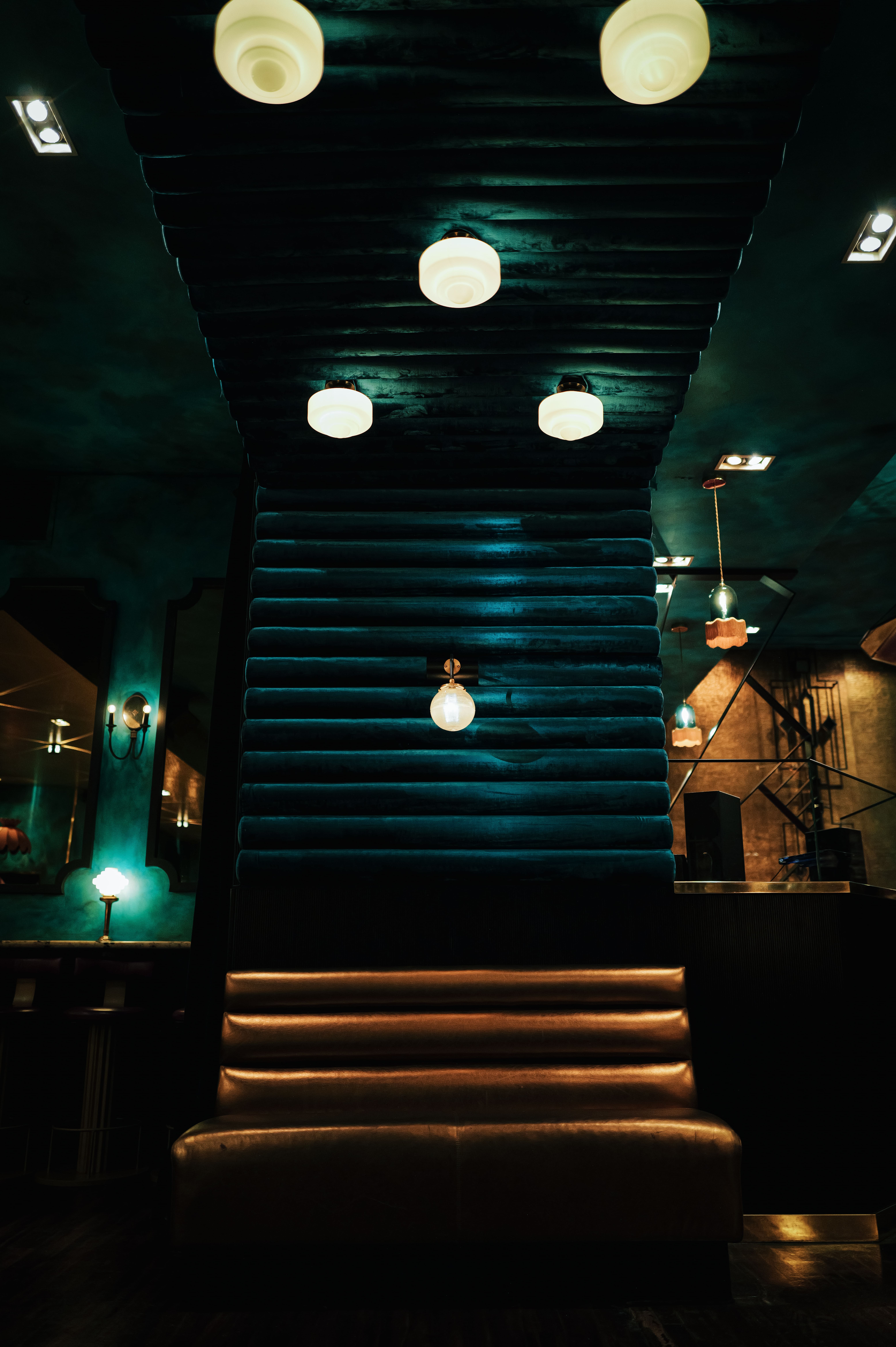 a clock is lit up at night