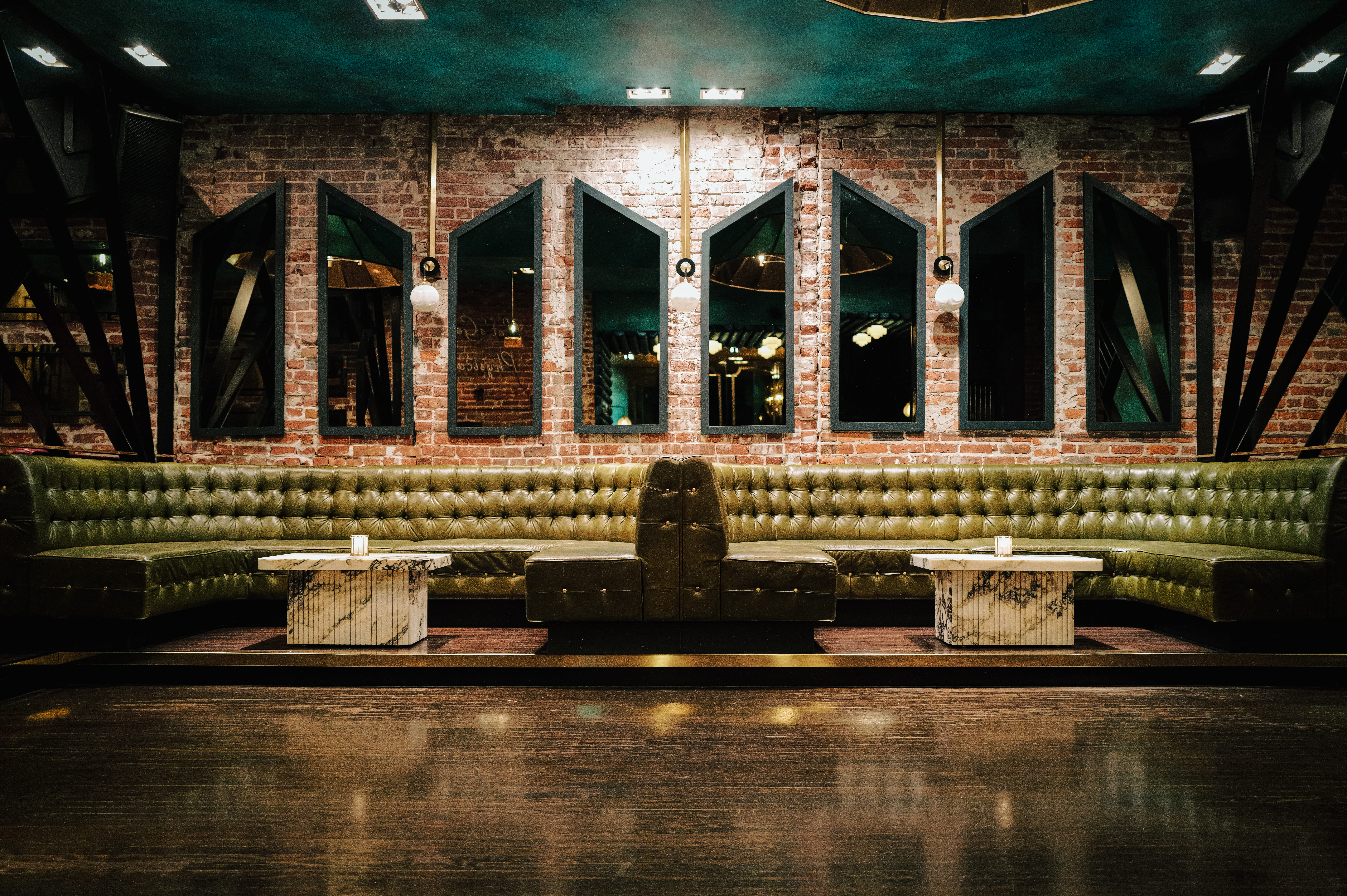 a store front at night