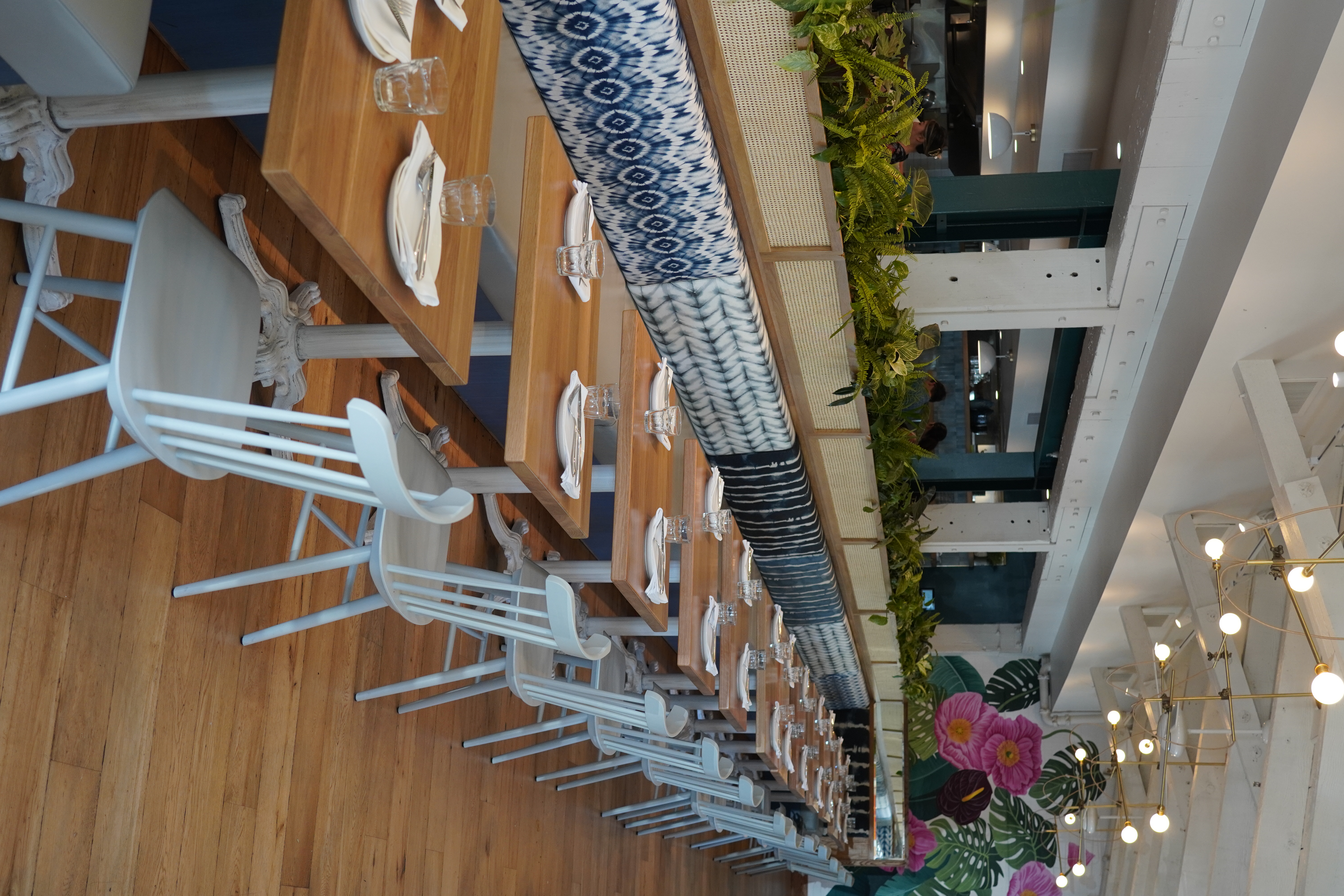 a close up of dining tables