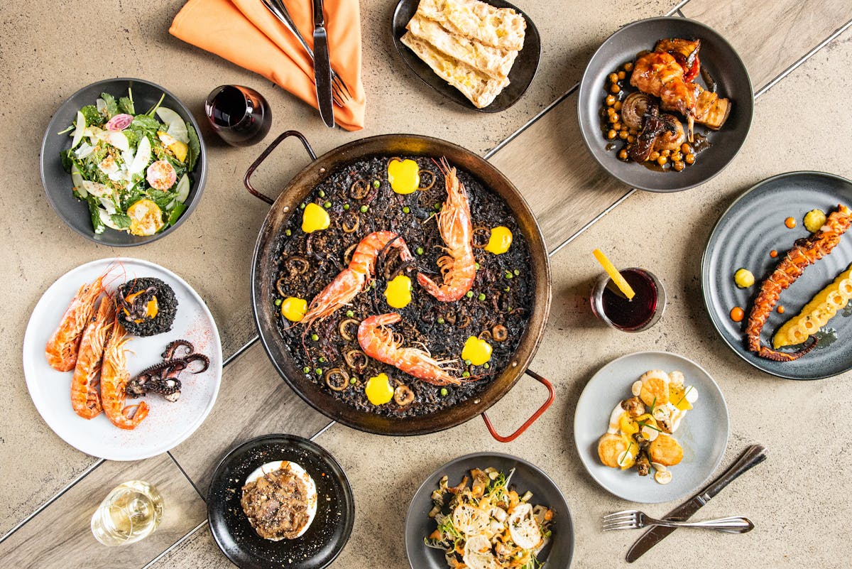 a bunch of food sitting on a table