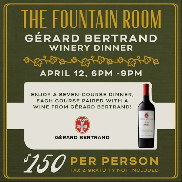 Gerard Bertrand Winery Dinner The Fountain Room Mass Ave’s Finest Supper Club
