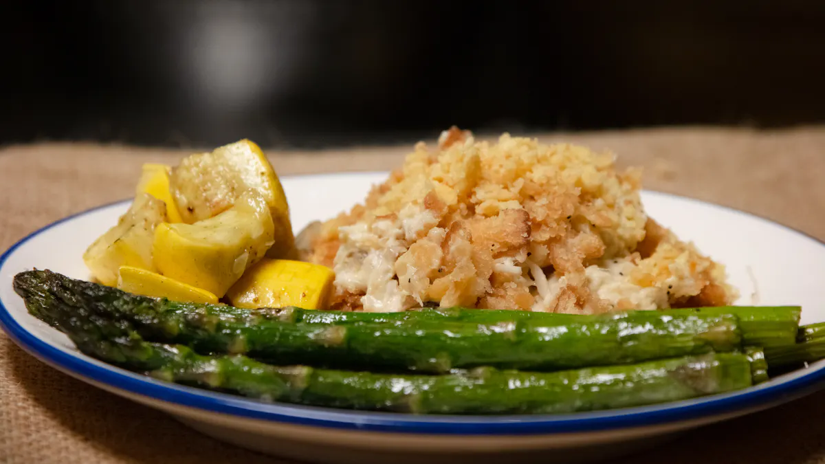 a plate of food with broccoli