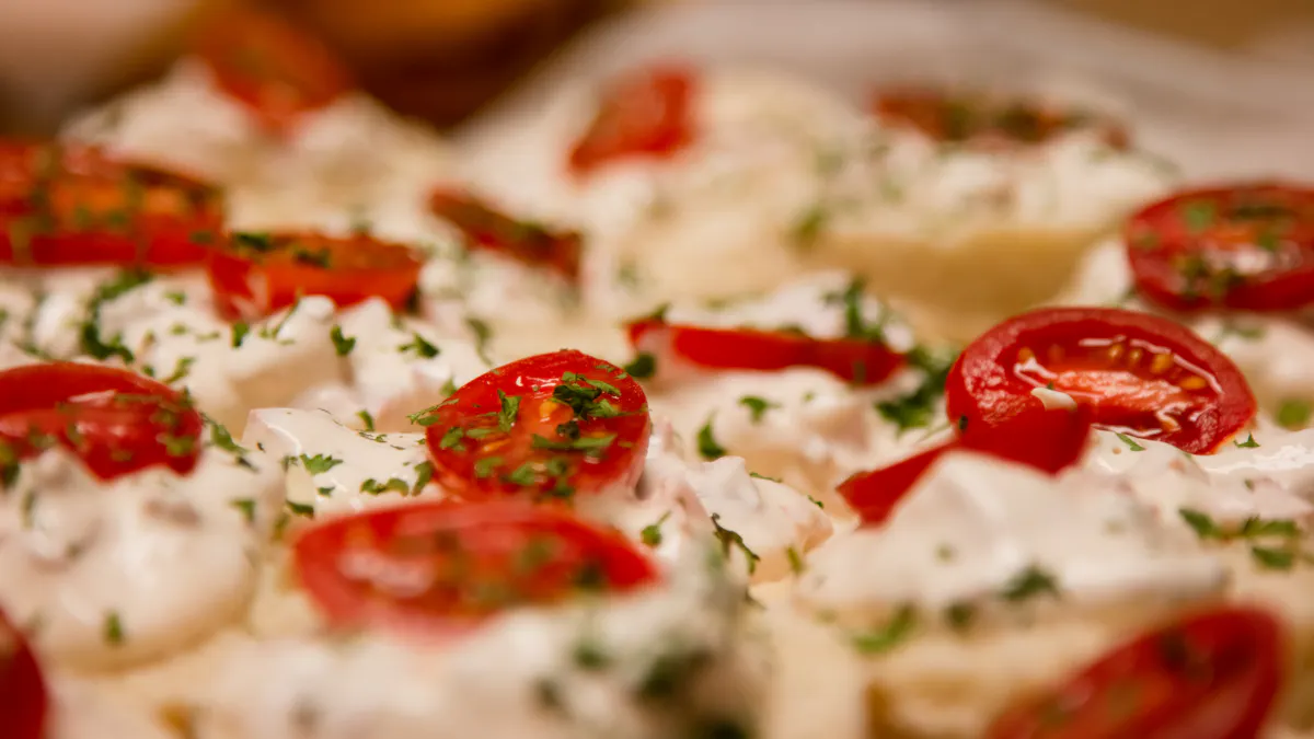 a close up of a slice of pizza