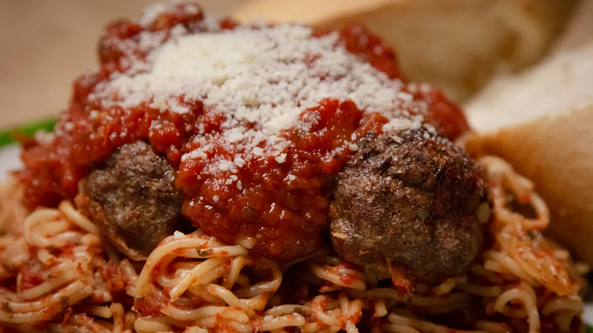 a close up of food
