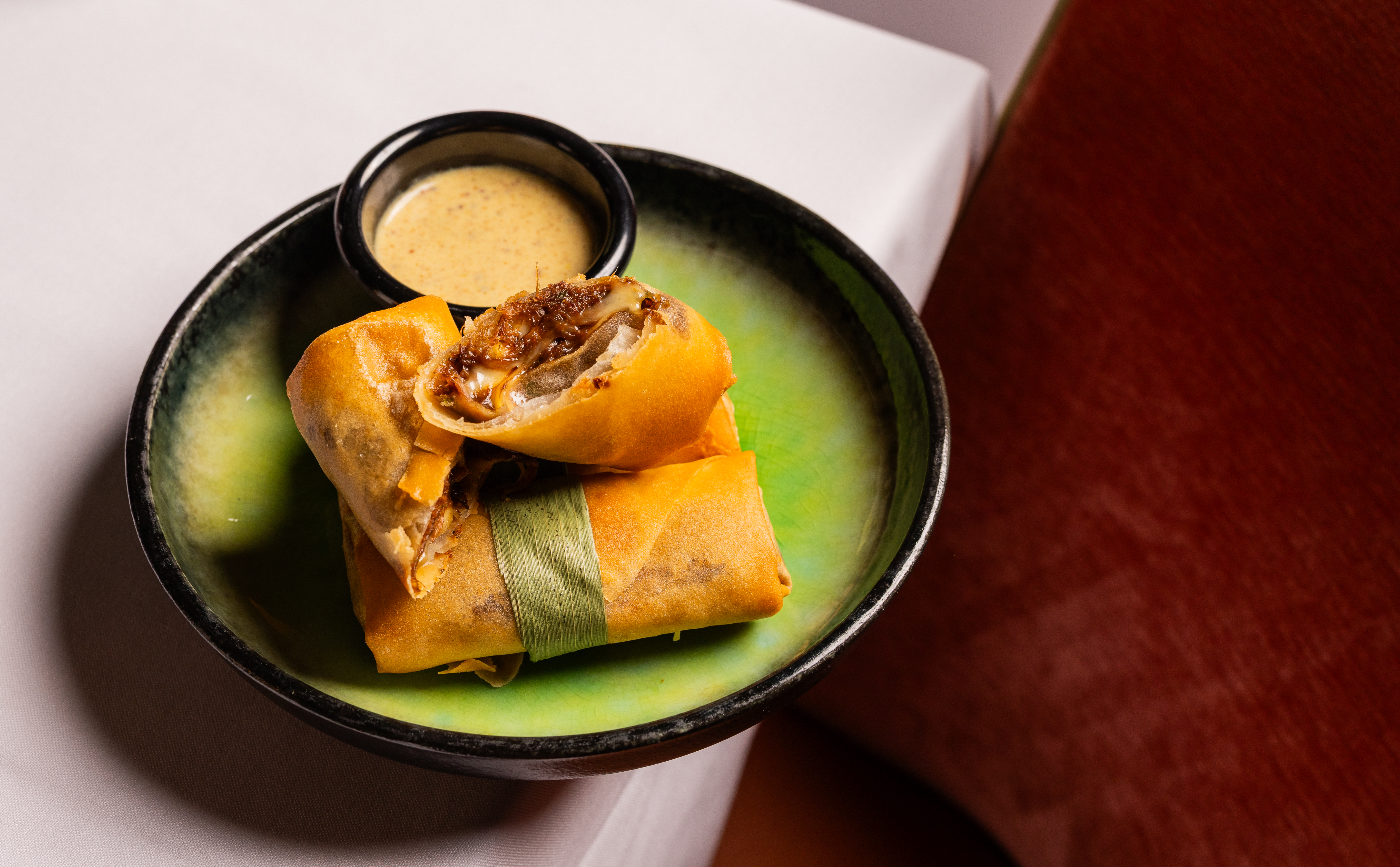 Oxtail spring rolls with gruyère cheese at Lokee Atlanta