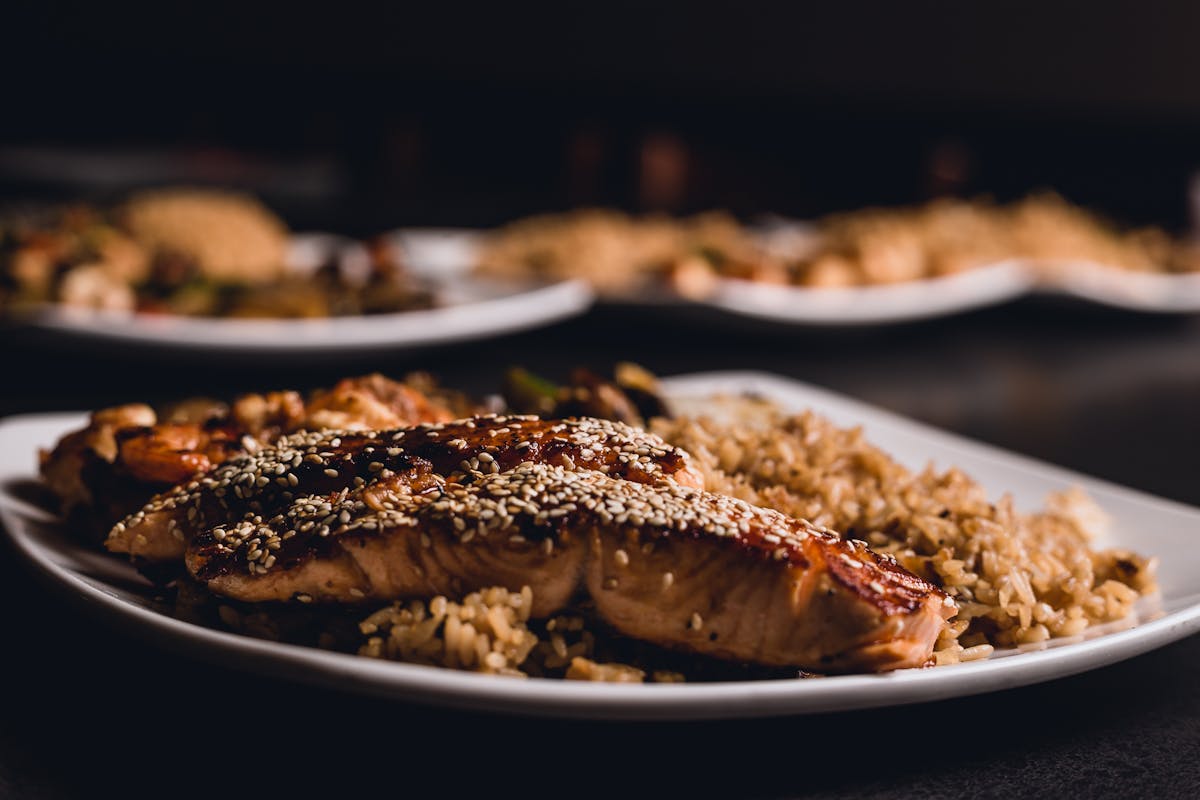 a plate full of food