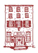 A red line drawing of a building
Description automatically generated