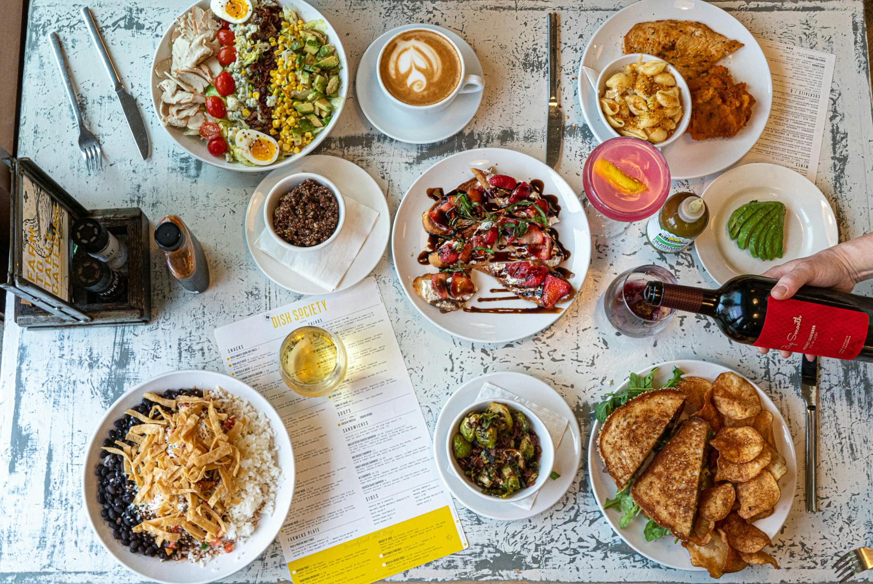 many different types of food on a table