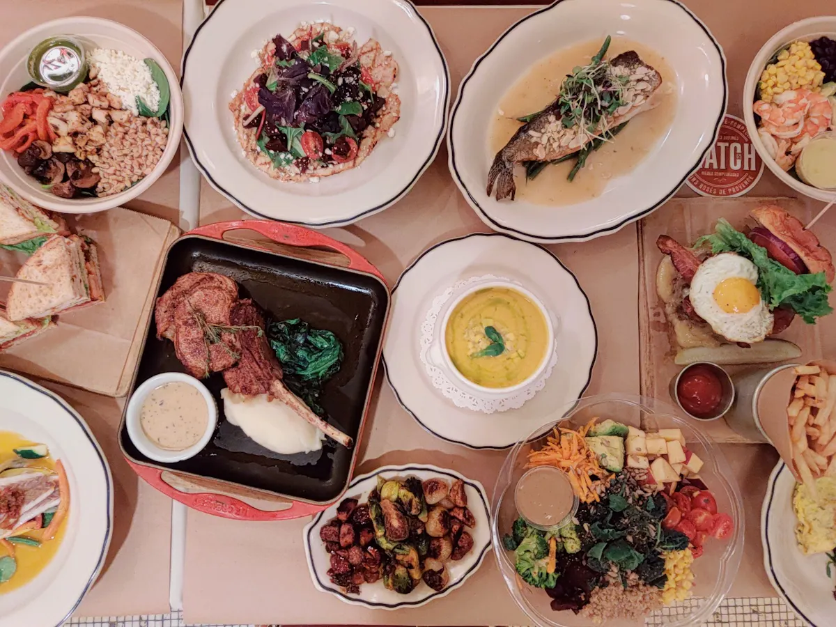 a bowl filled with different types of food on a plate