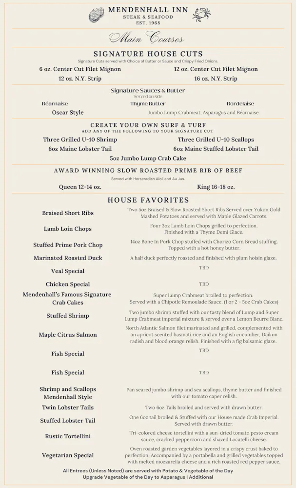 a menu of a restaurant
