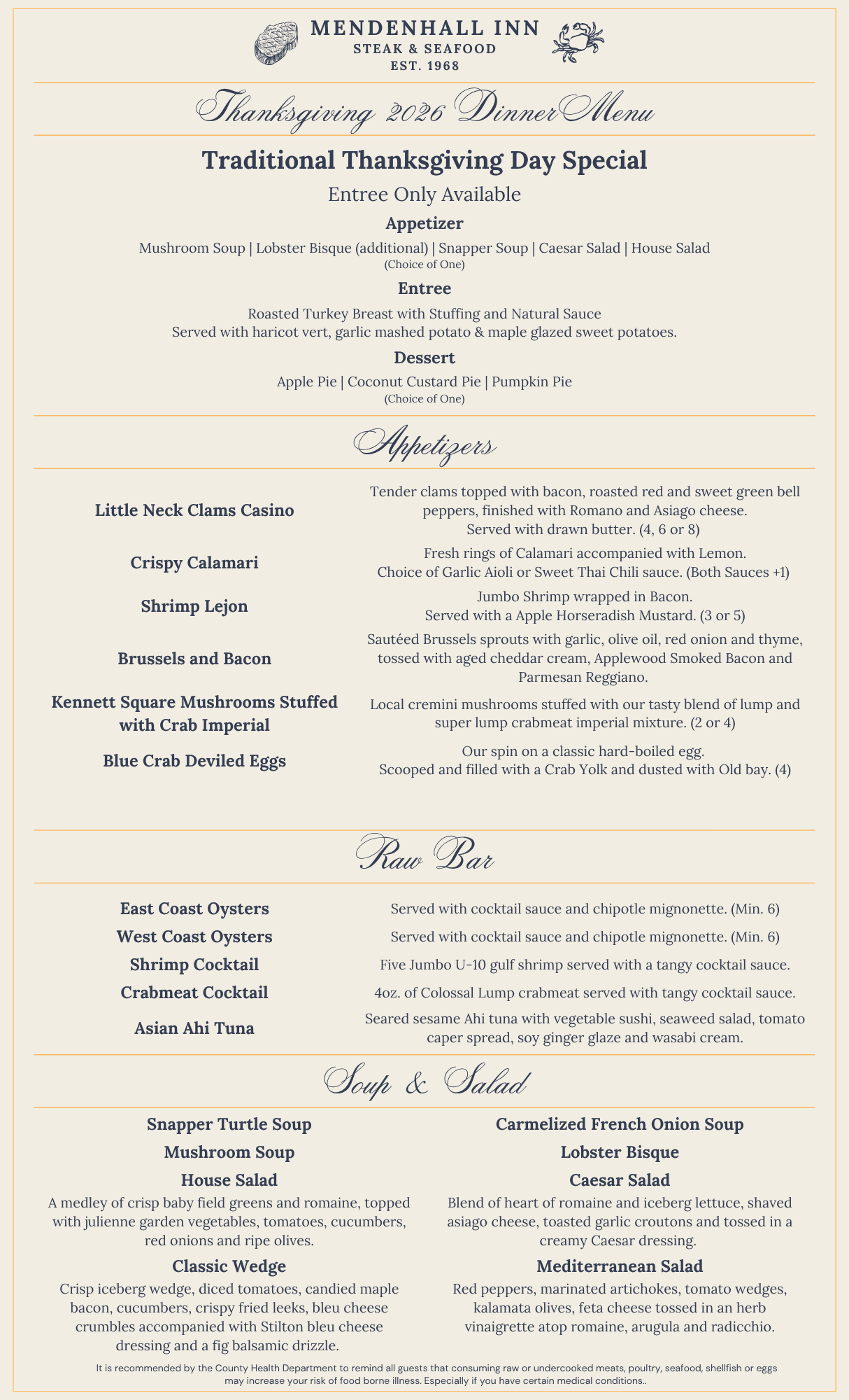 a menu of a restaurant