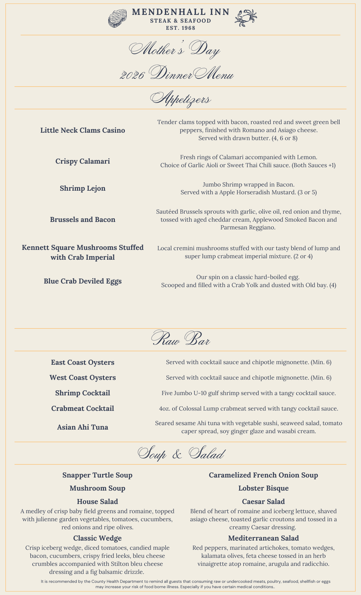 a menu of a restaurant