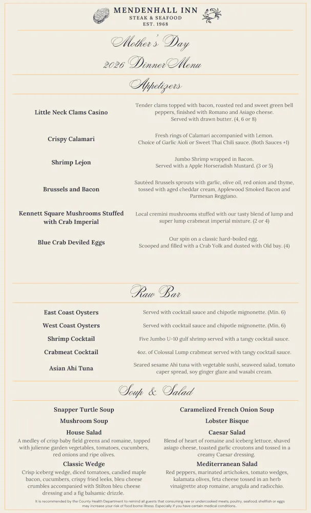 a menu of a restaurant