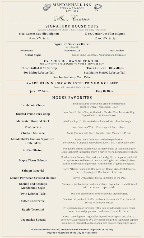 a menu of a restaurant