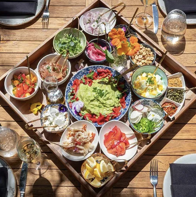 a tray of food on a table