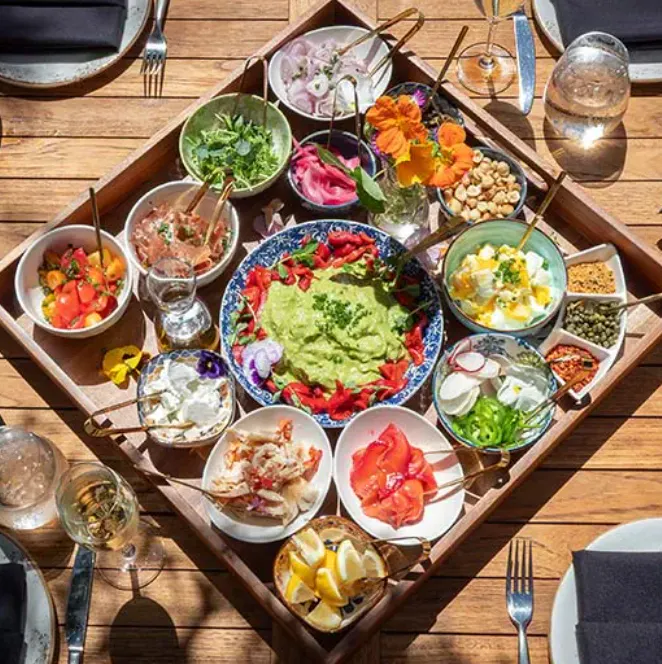 a tray of food on a table