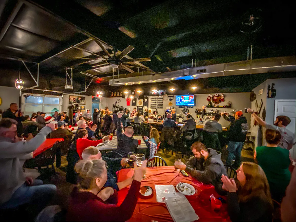 a large crowd of people in a room