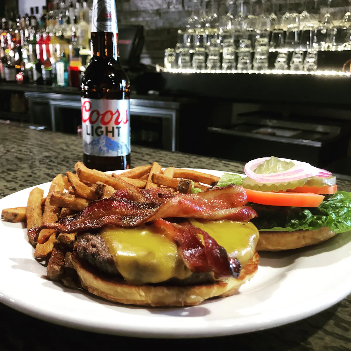 Bacon Cheese Burger at Spirts Lounge Off Broadway