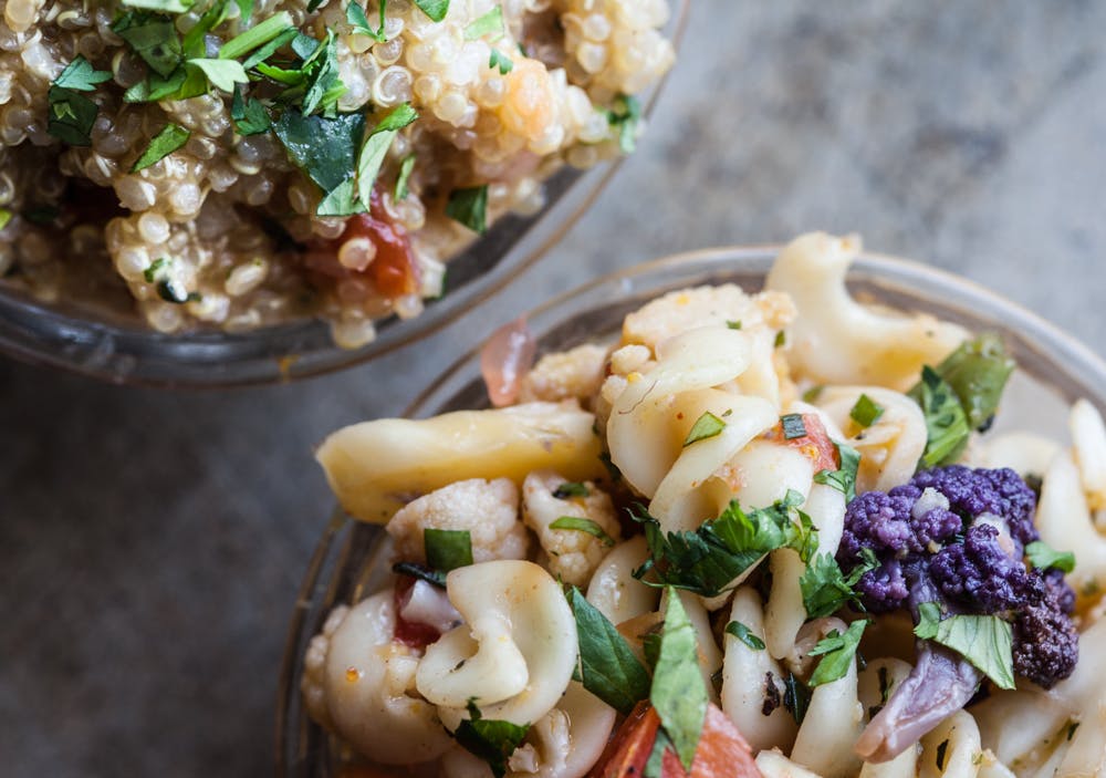 a plate of food with broccoli