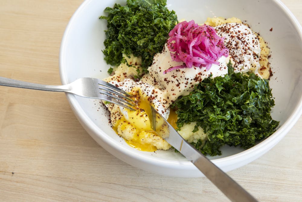 a plate of food with broccoli