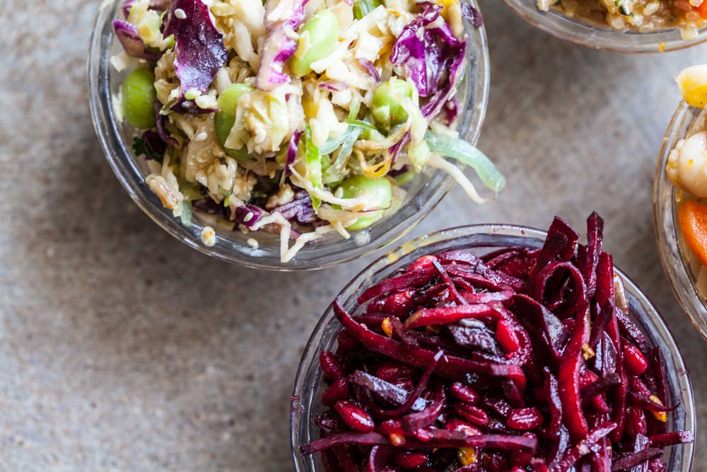 a bowl of food on a table