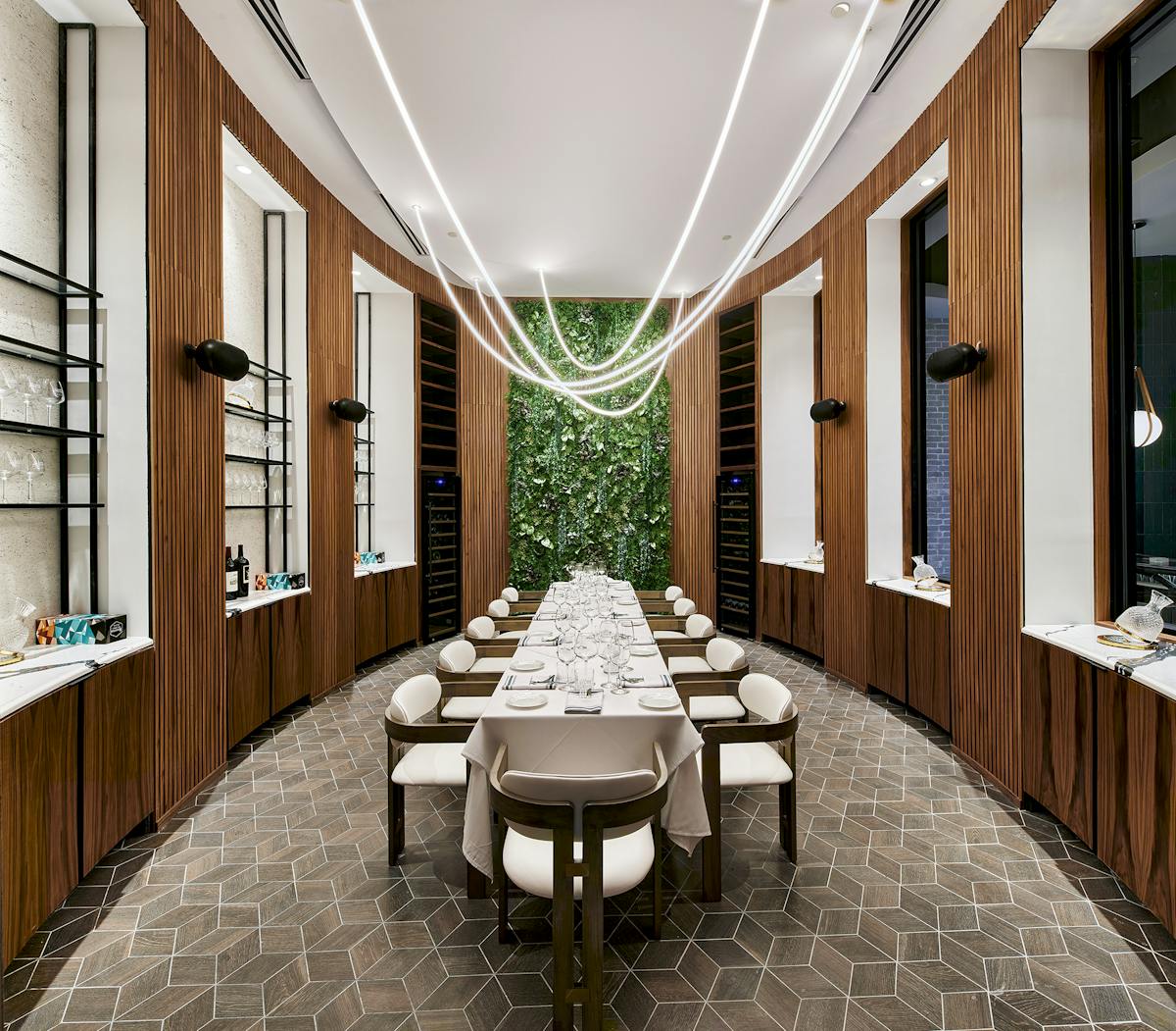 a room filled with furniture and a large window