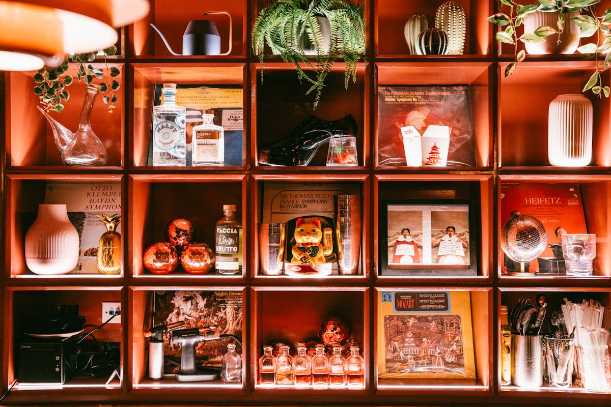a bunch of different items that are sitting on a shelf