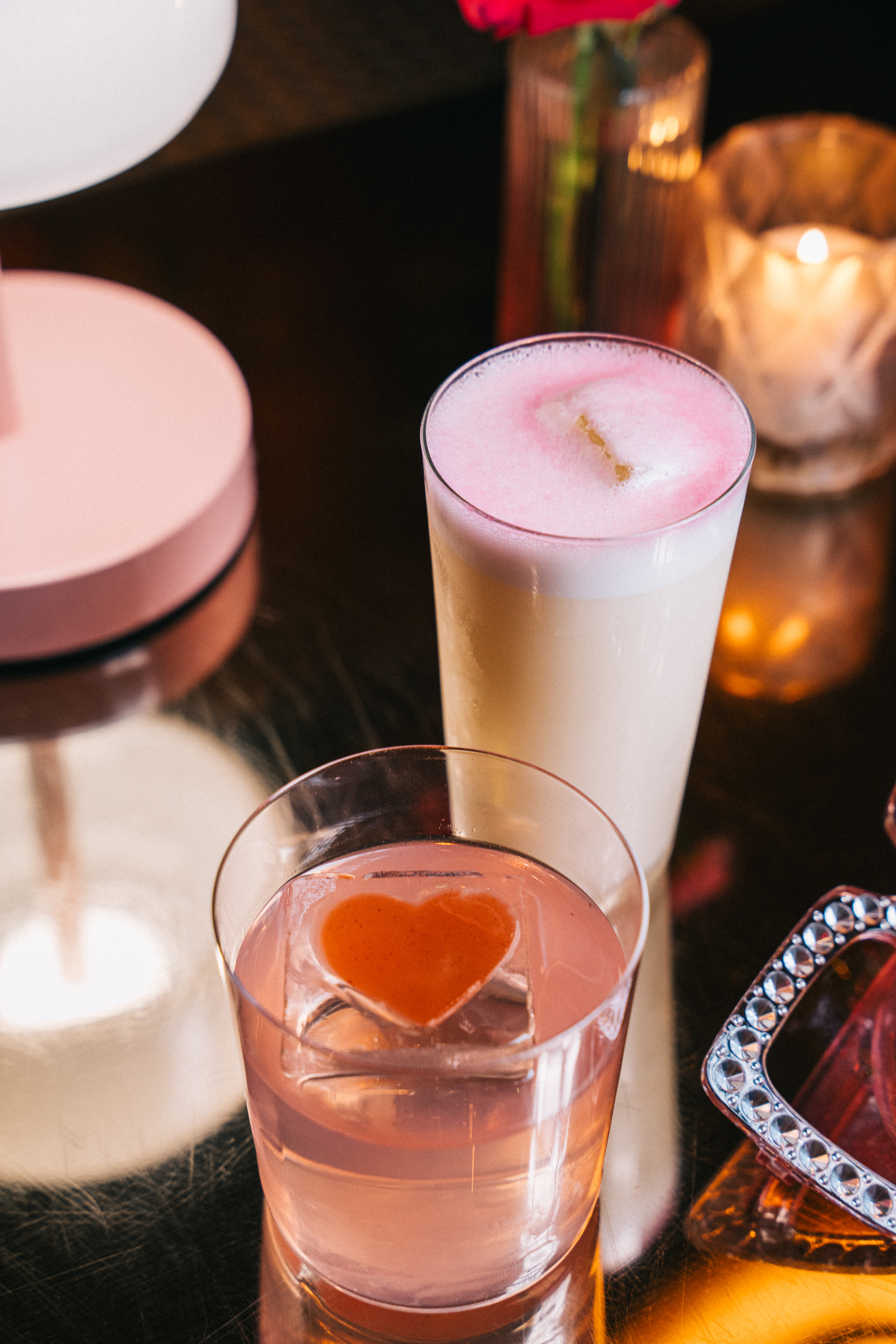 Valentine's day cocktails with lighting