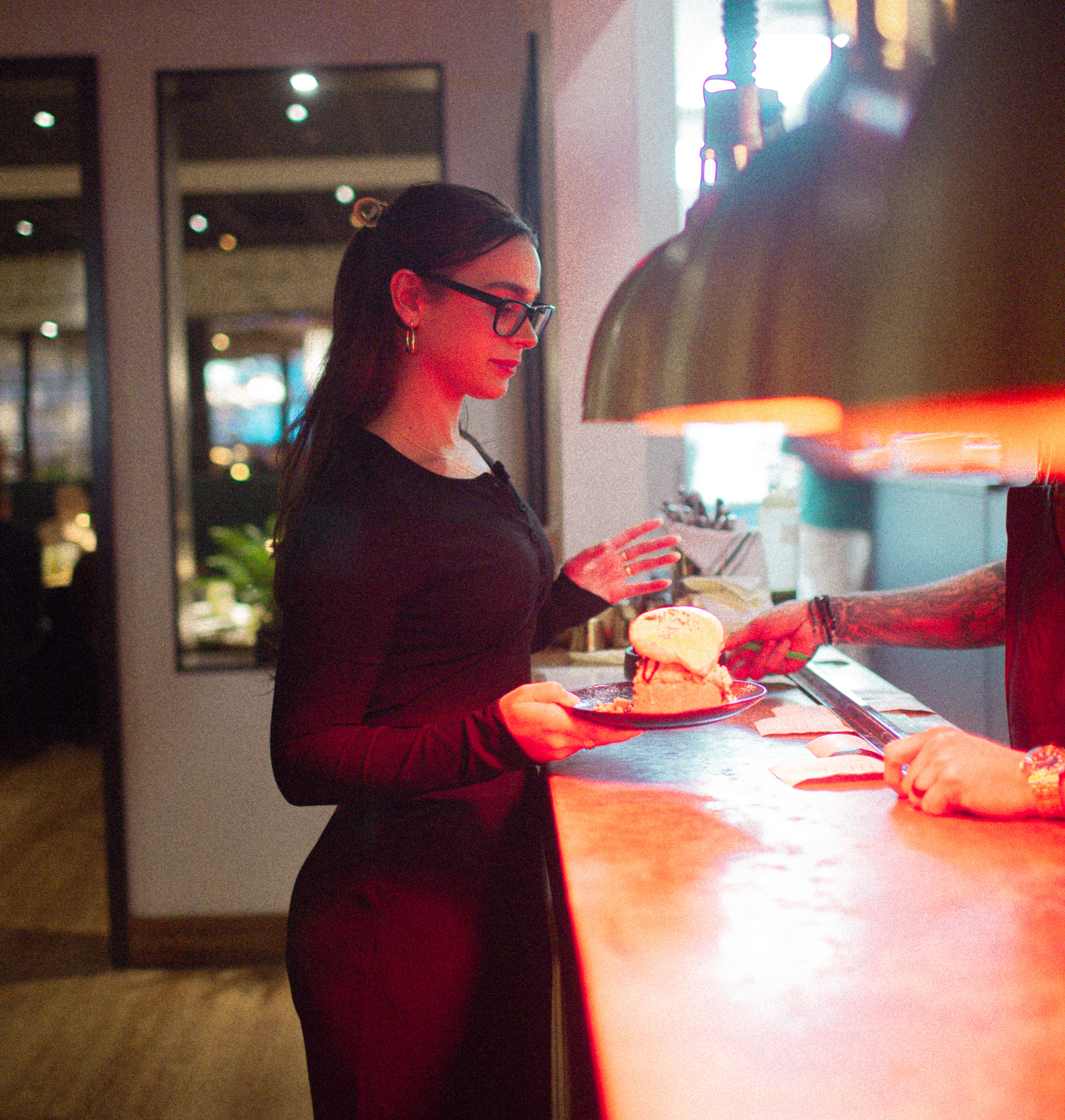 a person sitting on a table