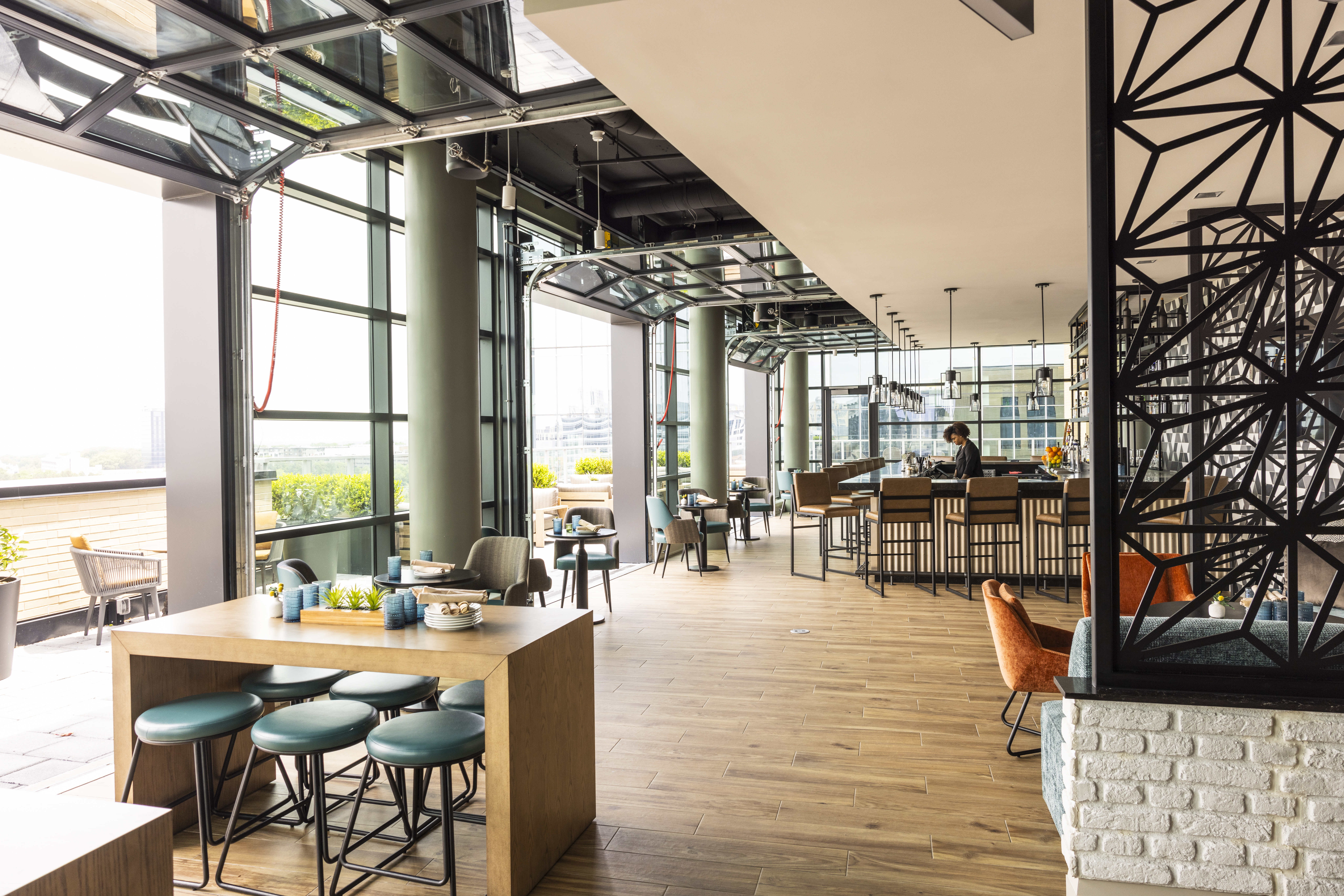 a chair sitting in front of a building