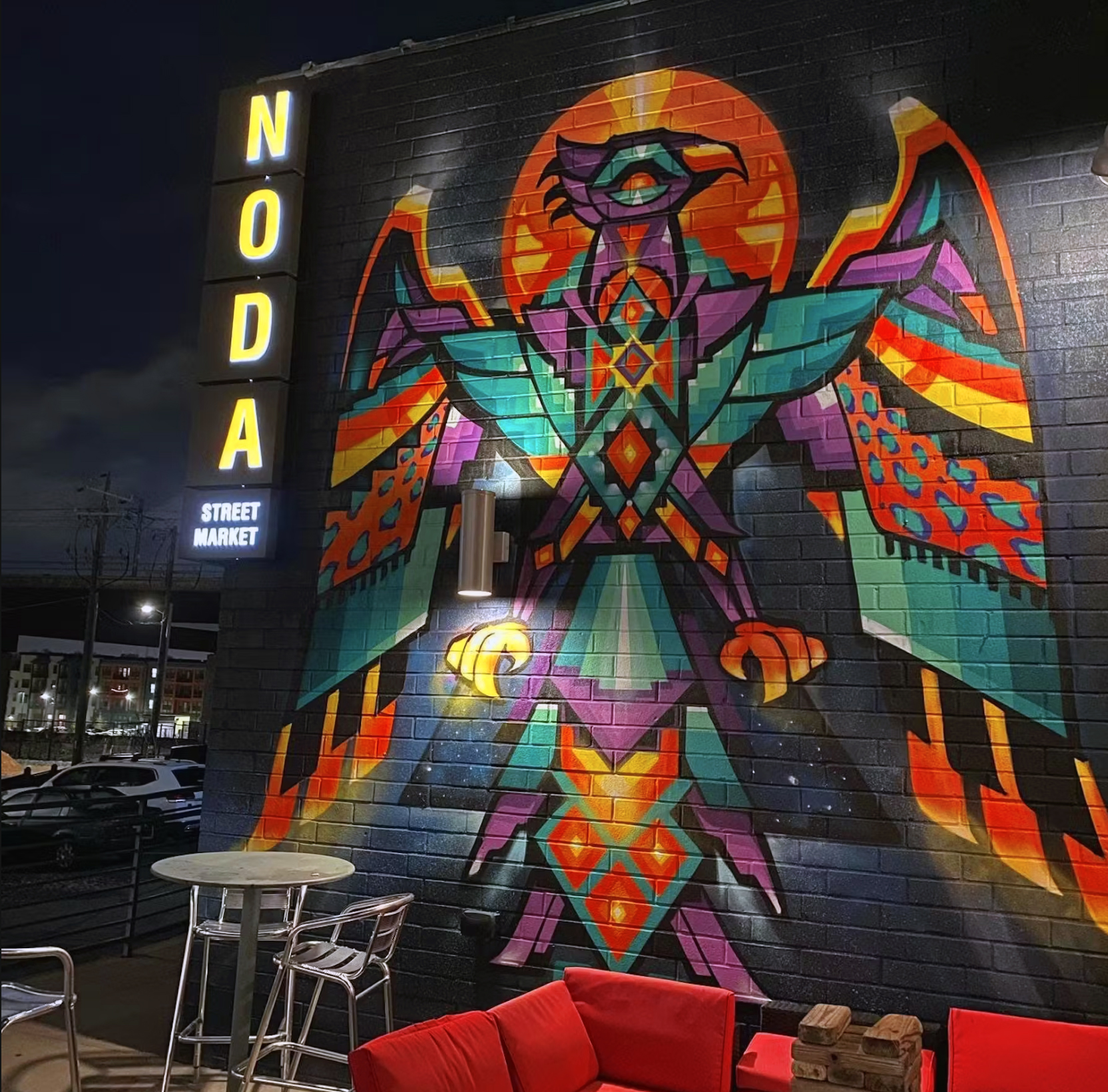 a group of colorful buildings