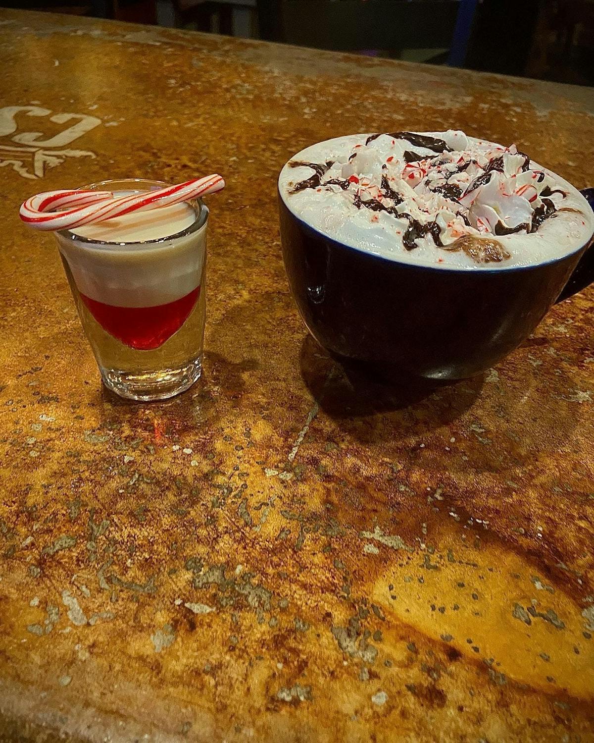 holiday shooter with peppermint mocha